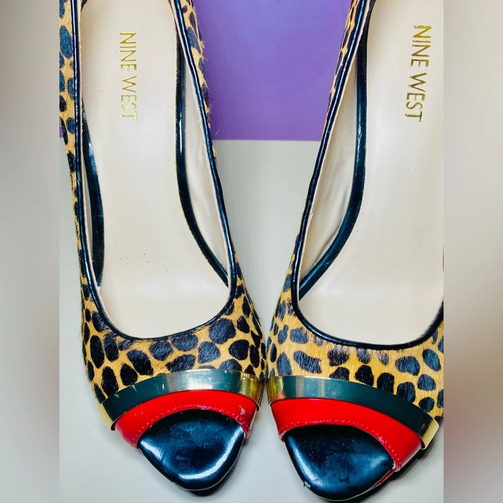 Nine West Glamrgirlo Leopard Print Red And Black High Heel Size‎ 7